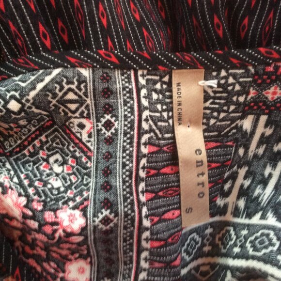 Entro Patchwork Print Tiered Western Flowy Boho Chic Festival Dress Size Small - Picture 3 of 5